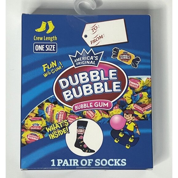 Dubble Bubble Gum Socks Unisex Fun Candy Graphic Crew Black Novelty Gift - Picture 1 of 7